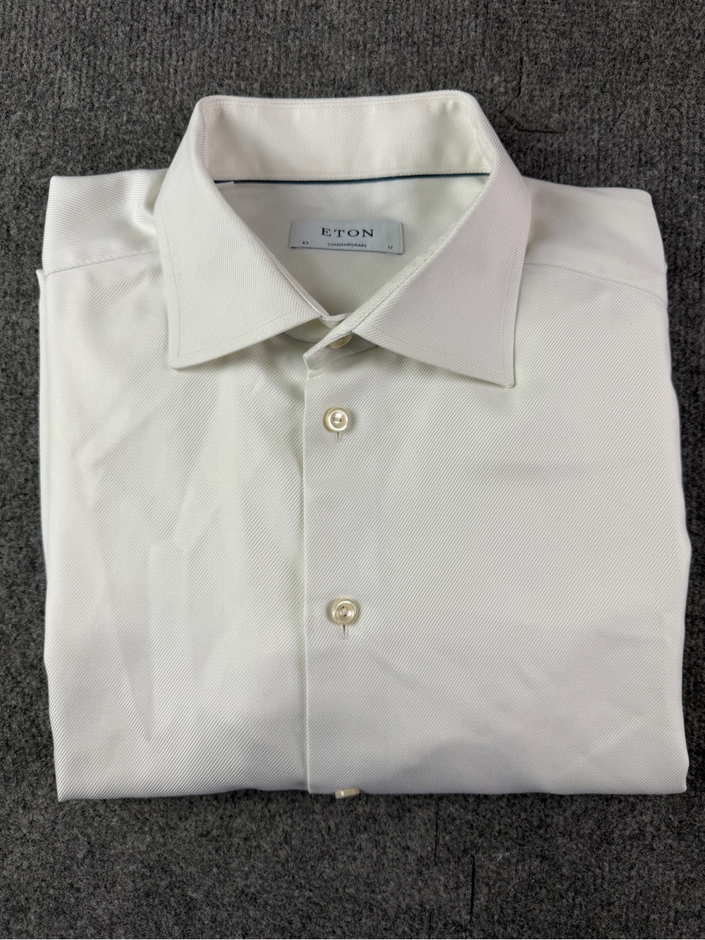 Eton Contemporary Mens 100% Cotton Long Sleeve Dress Shirt Size 43-17 White